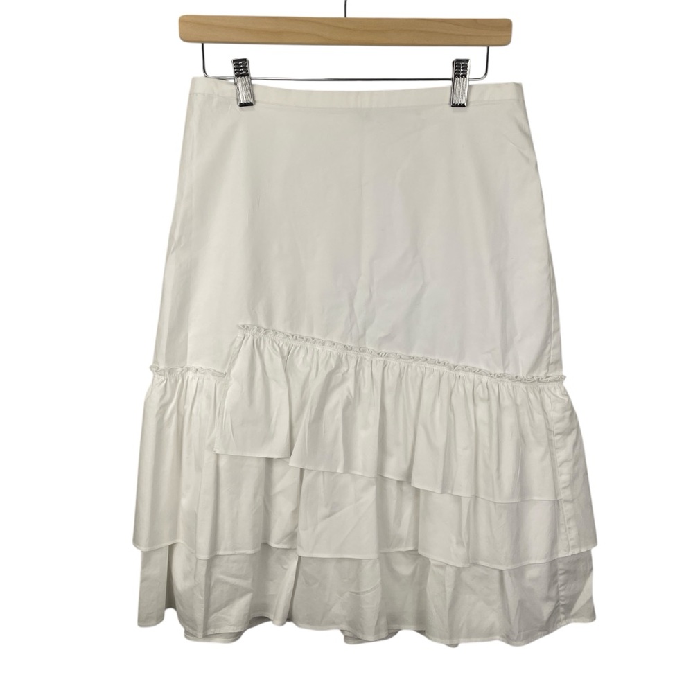 Club Monaco Loudie Ruffle Cotton Skirt White Size 8 NWT